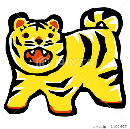 トラ 虎 切絵風 切り絵風のイラスト素材