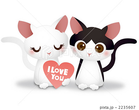 ねこ ネコ 猫 アイラブユーのイラスト素材 - PIXTA