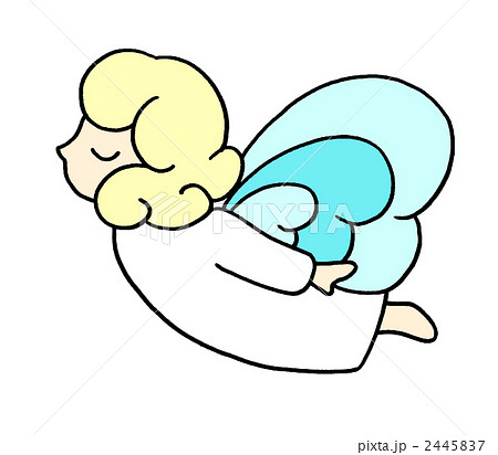 女の子 天使 横向き 飛んでるの写真素材