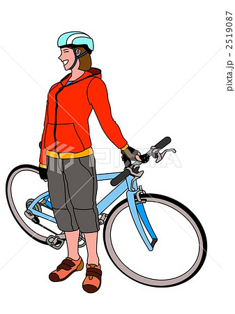 女性 自転車 ロードバイク サイクリングのイラスト素材