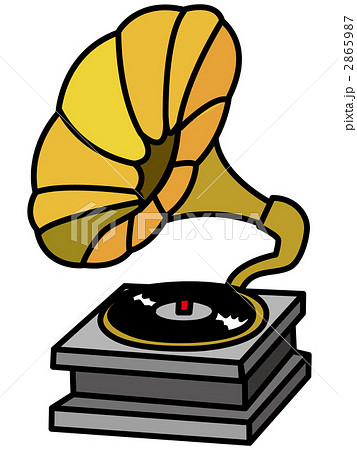 蓄音器 ラッパ レコードプレーヤー 音響 レコードプレイヤーの写真素材