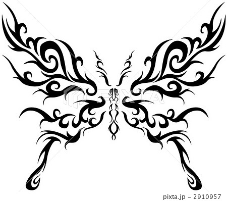 トライバル 蝶 抽象 タトゥーのイラスト素材