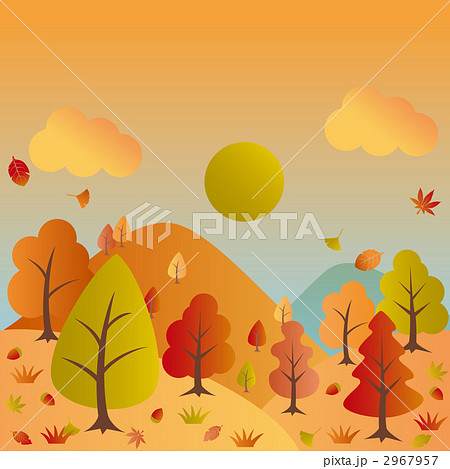 雑木林 紅葉 背景 バックグラウンドのイラスト素材