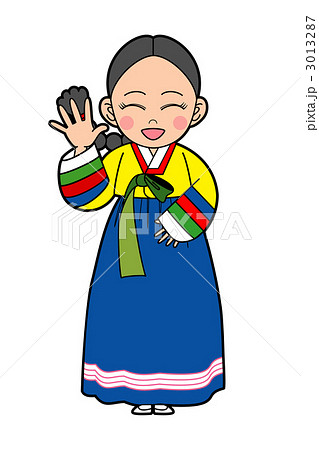 韓国民族衣装 全身 韓国人 人物 韓国 服のイラスト素材