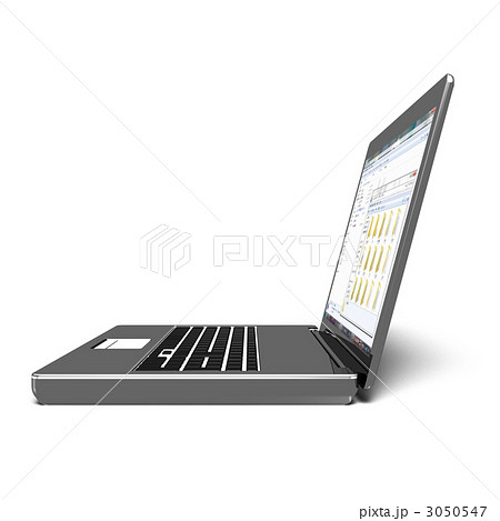 パソコン 白バック 真横 Cg イラストのイラスト素材