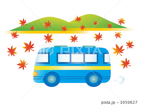 バス旅行 バスツアー 紅葉 旅行のイラスト素材