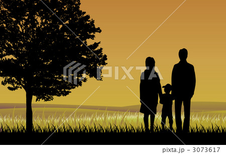 影絵 樹木シルエット 木 立ち木のイラスト素材