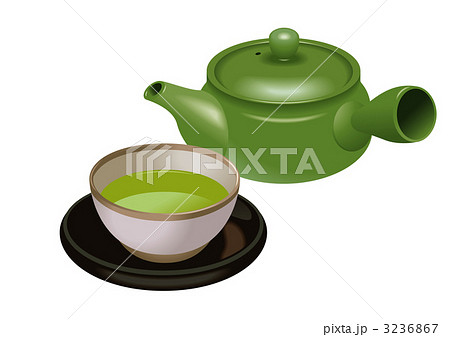 茶話会 湯のみ 背景のイラスト素材