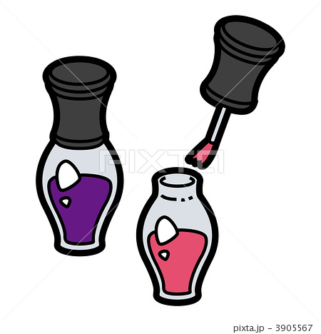 Bottles of nail polish in various bright colors on a white backg. マニキュア ネイル おしゃれ 瓶のイラスト