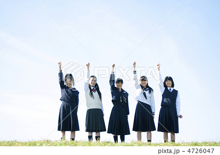 一致団結 中学生 さわやかの写真素材