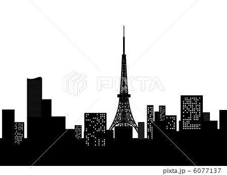 シルエット 東京タワー 都会 首都のイラスト素材