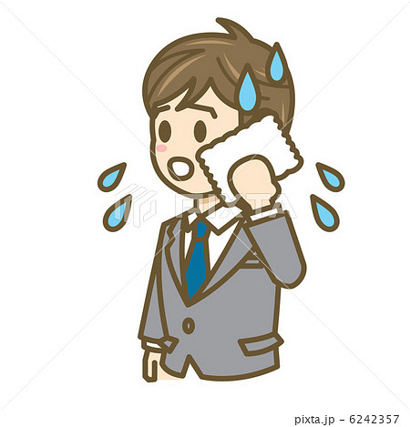 ビジネスマン 暑い 焦る 緊張 表情 汗 人物 アイコン スーツのイラスト素材