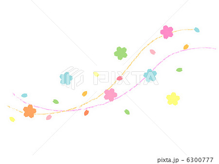 春風 花 背景 カラフル イラスト イメージ 暖かいの写真素材