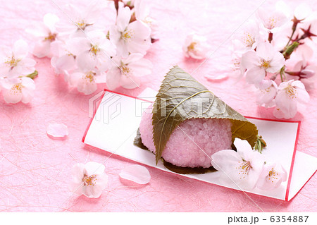さくらもち 桜餅 和菓子 桜もちの写真素材
