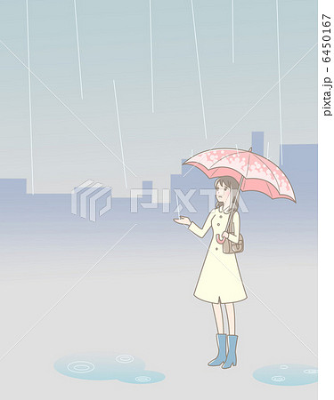 女性 雨 傘 憂鬱のイラスト素材