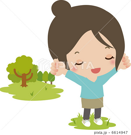 女性 若い女性 のびのび リラックスのイラスト素材