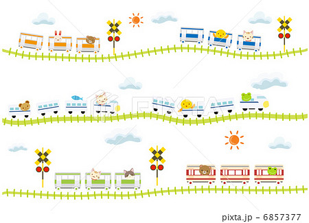 電車 子供たち テキスタイル イラストのイラスト素材