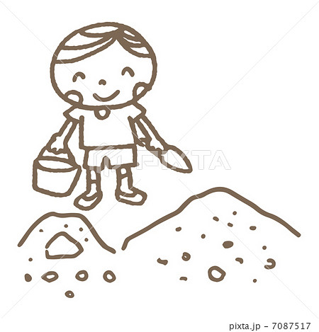砂場遊び 子供 手書き ドローイングのイラスト素材