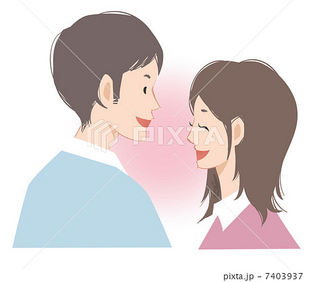 向き合う 横顔のイラスト素材