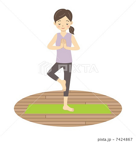 片足立ち バランス ヨガ ポーズの写真素材