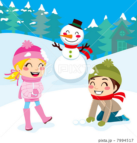 雪合戦 かわいいのイラスト素材