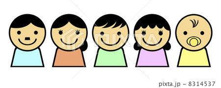 家族 5人 手 かわいいのイラスト素材