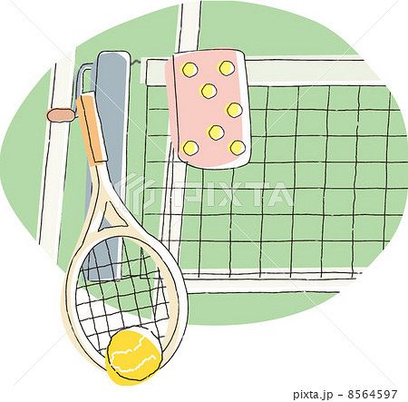 テニスラケット テニス テニスボール イラストのイラスト素材