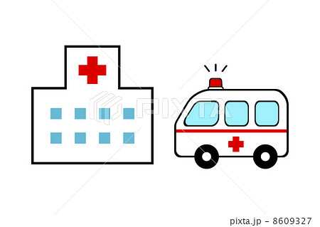 搬送 救急病院 緊急自動車 赤ランプのイラスト素材