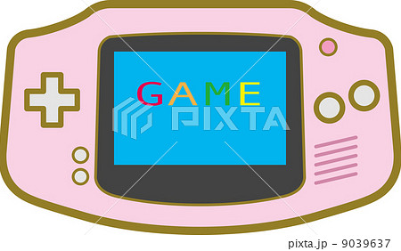 ゲーム機 携帯ゲーム機 イラスト ピンクの写真素材