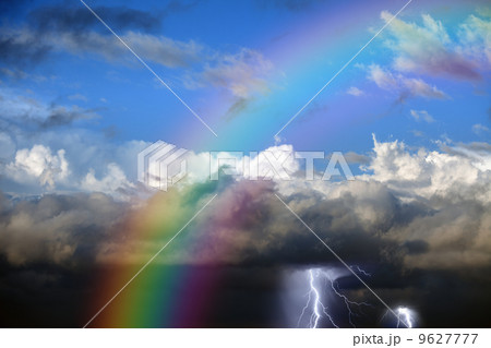 魅力の暗雲の虹 自然、風景画
