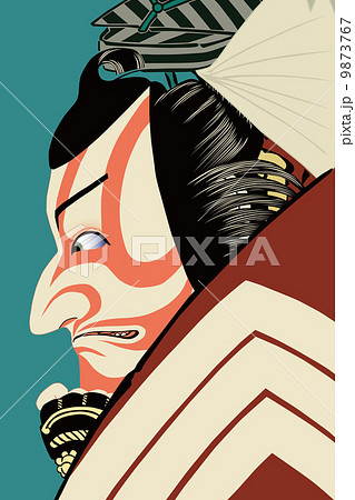 歌舞伎 男性 隈取り 浮世絵のイラスト素材
