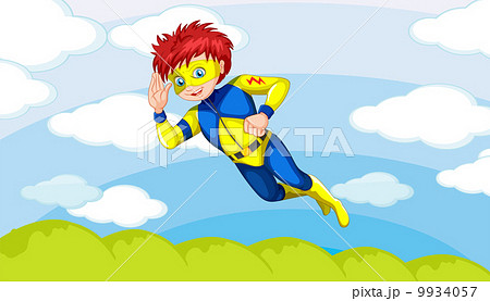 ヒーロー スーパーマン 飛ぶ 浮くの写真素材