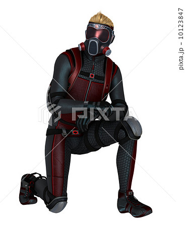 ガスマスク 男性 ヘルメット 一人のイラスト素材