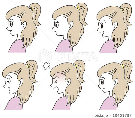 アイコン 横顔 女の子 表情の写真素材