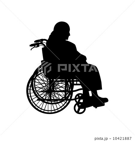 車イス 高齢者 シルエット 人物のイラスト素材