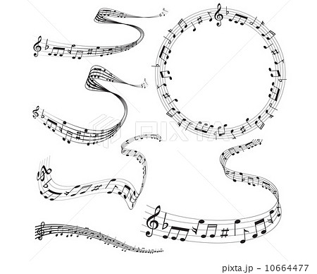 音楽 音符 白黒 楽譜のイラスト素材