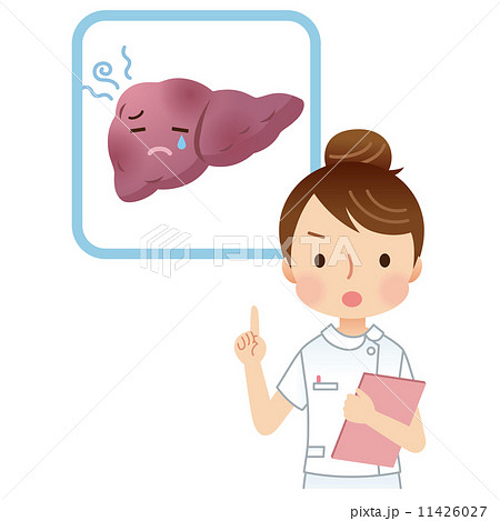 肝臓 健康 女性 ナースのイラスト素材