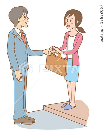 出勤 見送り 帰宅 夫婦のイラスト素材