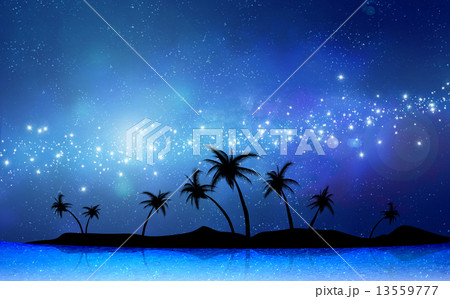 椰子の木 天の川 夜空 星空のイラスト素材
