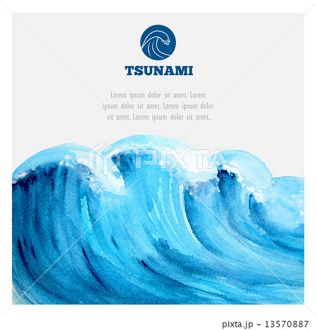 津波 イラスト 波の写真素材