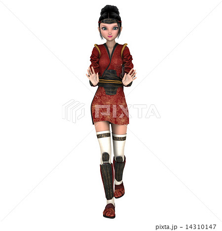 女性 くノ一 忍者 かわいい ゲーム ポーズの写真素材