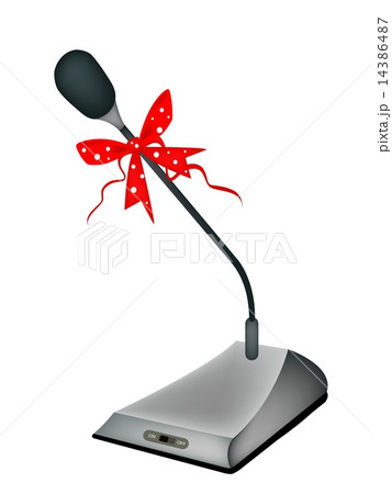 マイクスタンド リボン レトロ 立つのイラスト素材