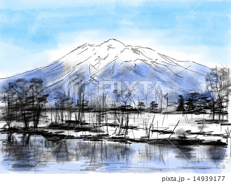 雪景色 岩木山 冬 イラストのイラスト素材 Pixta