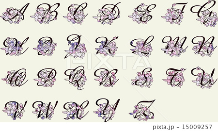 アルファベット 文字 装飾文字 花の写真素材 Pixta