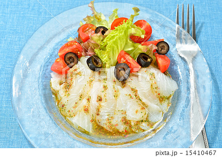 魚料理 カルパッチョ 平目 イタリアンの写真素材