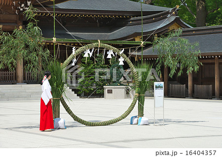 神社 茅の輪 寒川神社 夏越の大祓の写真素材