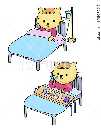 猫 病気 入院 イラストのイラスト素材