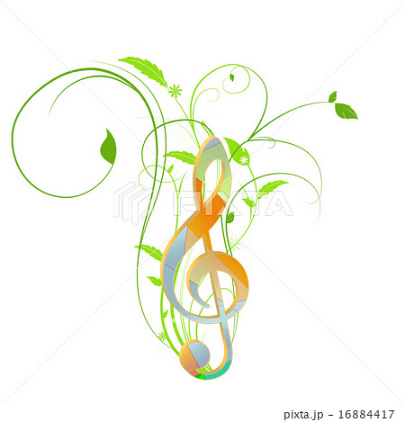 音符 フラワーアレンジメント 花 背景イラストのイラスト素材