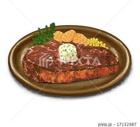 ステーキ リアル 肉料理 肉のイラスト素材