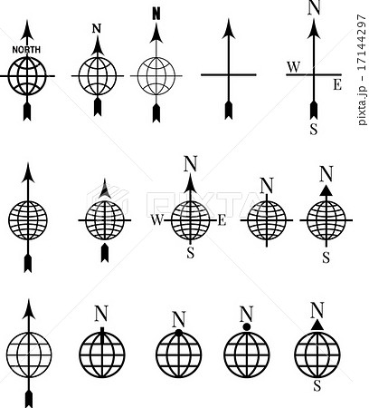 地球儀 コンパス 羅針盤 東西南北のイラスト素材